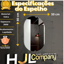 Espelho Decorativo Oval Vidro Lapidado Decoração Moderna Elegante Banheiro Sala quarto